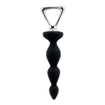 Анальная цепочка Adrien Lastic Arrow II, черная, силиконовая, гибкая, с металлической ручкой, диаметр 3,2 см SX0805 фото