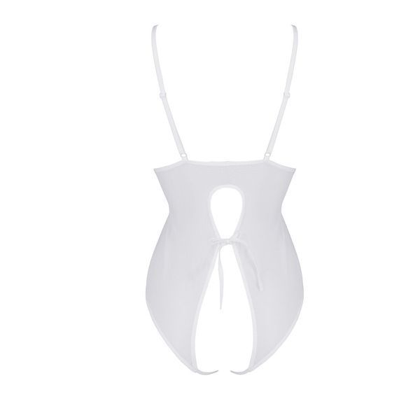 Боди с ажурным декором и открытым шагом Passion URSULA BODY L/XL, white SO5832 фото