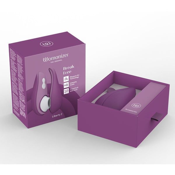 Вакуумный клиторальный стимулятор Womanizer Liberty 2 Purple, 8 режимов, магнитная крышечка SX0523 фото