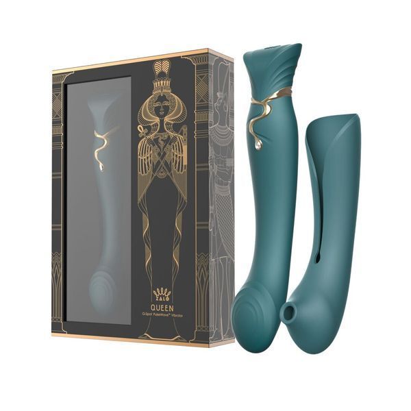 Смартвибратор 3в1 Zalo &mdash; Queen Set Jewel Green, пульсирующая жемчужина и вакуум, кристалл Swarovski SO6663 фото