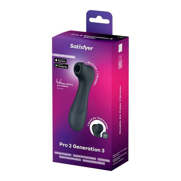 Вакуумний кліторальний стимулятор Satisfyer Pro 2 Generation 3 with Liquid Air Connect App Dark Grey SO8404 фото