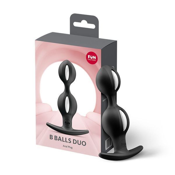 Анальные шарики Fun Factory B BALLS DUO Black, эффект вибрации, диаметр 3,2 и 3,6 см SX3689 фото