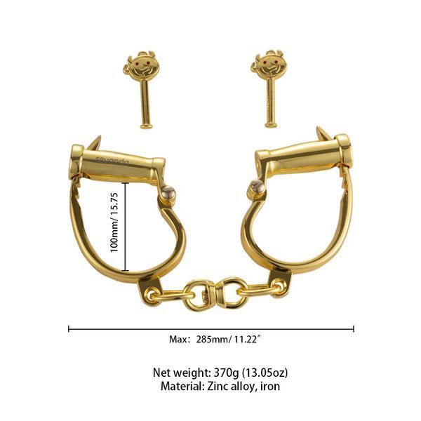 Наручники LOCKINK Love-slave Handcuffs, золотистые, металлические, в форме стремян SX0897 фото