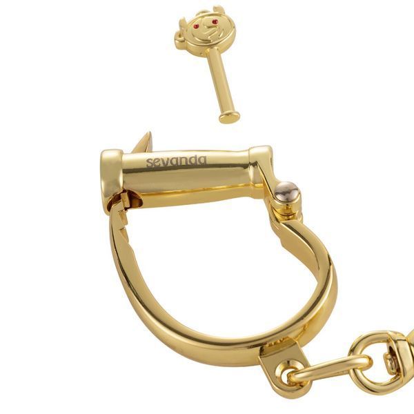 Наручники LOCKINK Love-slave Handcuffs, золотистые, металлические, в форме стремян SX0897 фото