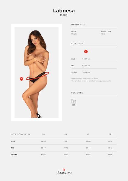 Трусики с доступом Obsessive Latinesa crotchless thong XS/S Новинка SO9783 фото