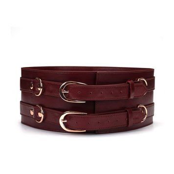 Шкіряний пояс для бондажу Liebe Seele Wine Red Waist Cuff, L Size SO9462 фото