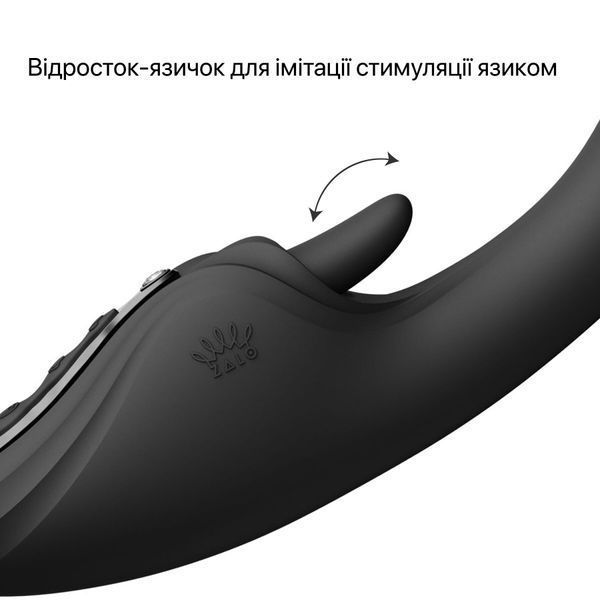 Смарт-вибратор Zalo Ares Obsidian Black, подогрев, 3 мотора, язычок для клитора, стимуляция точки G SX2694 фото