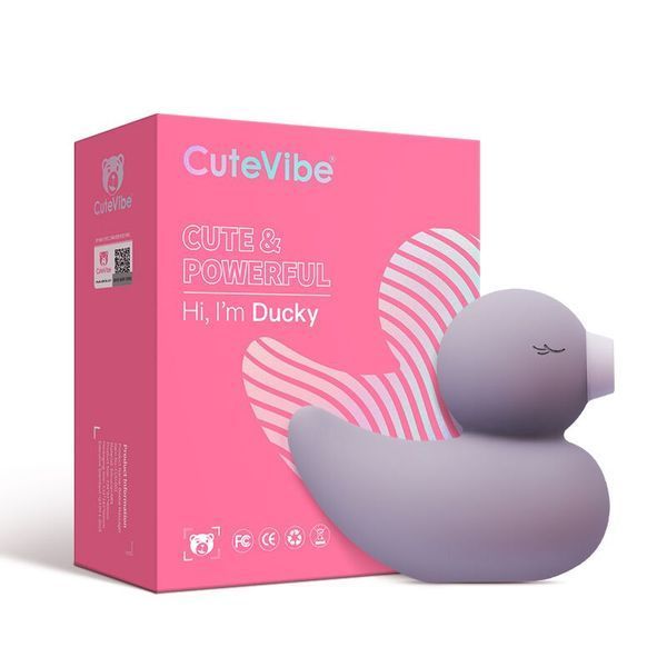 Вакуумний вібратор-качечка CuteVibe Ducky Grey SO6552 фото