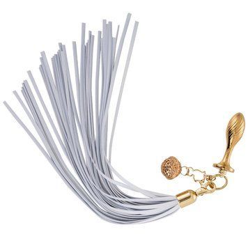 Анальная пробка с флоггером LOCKINK SEVANDA White Pony-Tail Anal Pear-shape Plug SX0869 фото