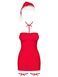 Сорочка Obsessive Kissmas chemise, S/M, червона, чокер, гартери та шапочка з помпоном у комплекті SX1156 фото 3