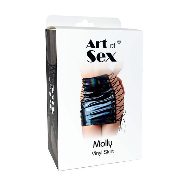 Спідниця на шнурівці Art of Sex - Molly, колір чорний з ефектом мокрого оксамиту, XS-M SX3535 фото