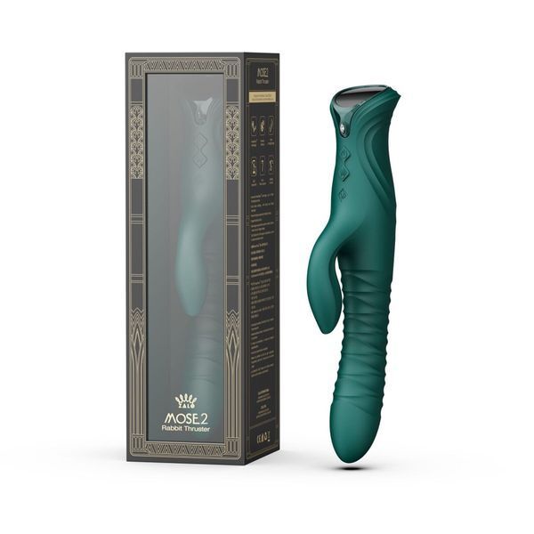 Смарт пульсатор-кролик с вибрацией Zalo Mose 2 Turquoise Green, подогрев до 42&deg;C, кристалл Swarovski SX2687 фото
