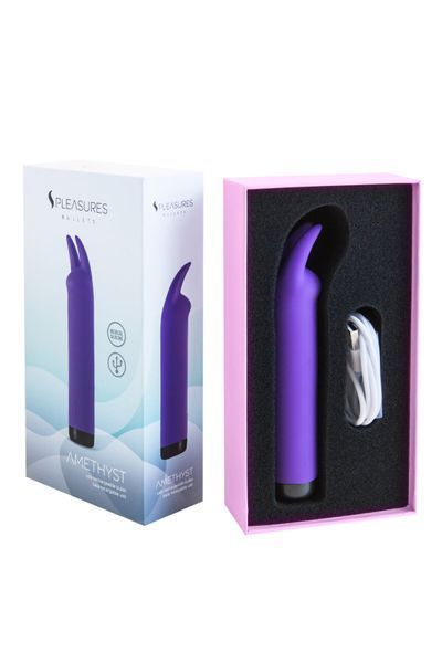 Вибратор S Pleasures Bullets Amethyst, фиолетовый, с двумя отростками, 10 режимов, диаметр 2,8 см SX1604 фото