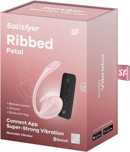 Смарт-виброяйцо Satisfyer Ribbed Petal Connect App Rose, управление со смартфона, пульт ДУ SX1222 фото