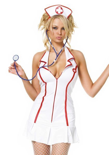 Эротический костюм медсестры Leg Avenue Head Nurse XL, платье, аксессуар на голову, стетоскоп SO9109 фото