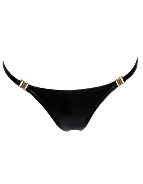 Трусики з мокрим ефектом Noir Handmade P008 Powerwetlook panty with gold clasp, XL, на застібках SX0174 фото