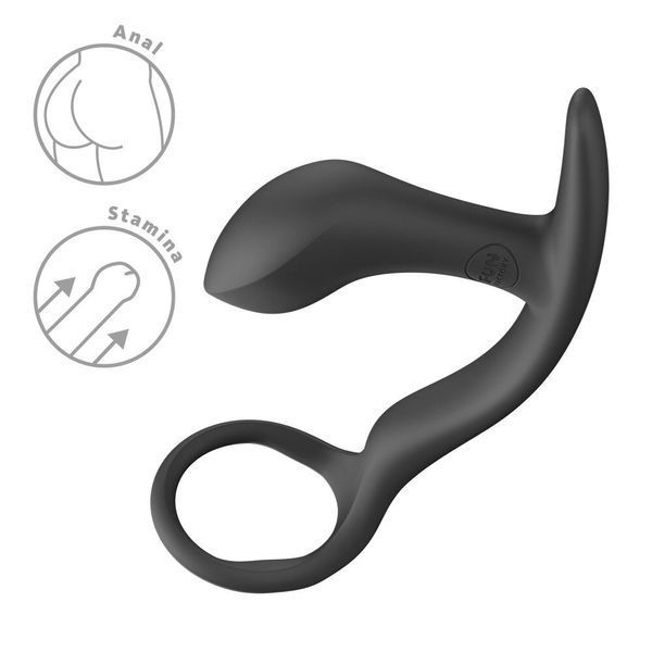 Анальная пробка с эрекционным кольцом Fun Factory Bootie Ring Black SX3309 фото