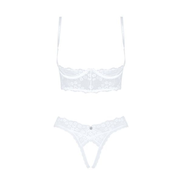 Эротический комплект Obsessive Heavenlly 2-pcs cupless set XL/2XL, открытая грудь, с доступом SO8177 фото