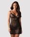 Сорочка Obsessive Alluria chemise & thong, S/M, чорна, мереживо+мікросітка, стрінги в комплекті SX1122 фото 1