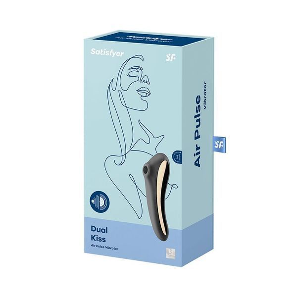 Вакуумный стимулятор с вибрацией Satisfyer Dual Kiss Black SO6114 фото