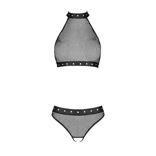 Білизна з відкритим доступом Passion MOONLIGHT SET XXL/XXXL black, топ, стрінги SO8453 фото