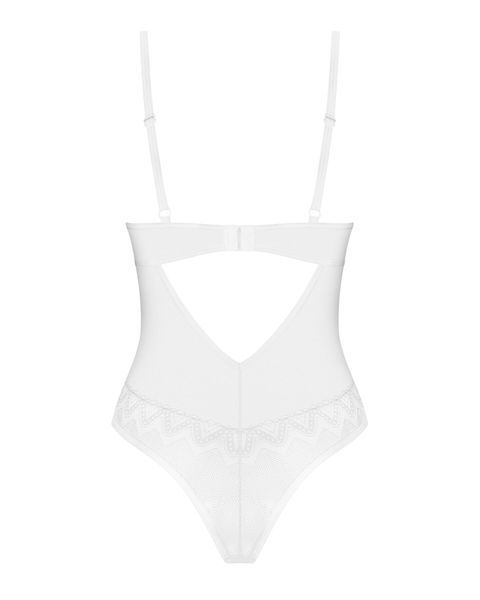 Боди Obsessive Alissium Teddy White, M/L, лиф с мягкой чашкой, высокие вырезы для ног SX0595 фото