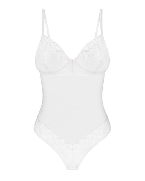 Боди Obsessive Alissium Teddy White, M/L, лиф с мягкой чашкой, высокие вырезы для ног SX0595 фото