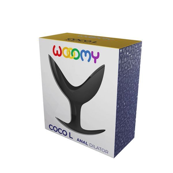 Анальный расширитель Wooomy Coco L, черный, силиконовый, раздвоенный SX0811 фото