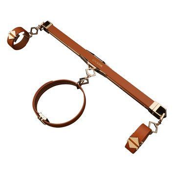 Фиксатор-распорка LOCKINK Adjustable Spreader Bar Set, коричневый, кожаный, ремни для шеи, рук/ног SX0852 фото