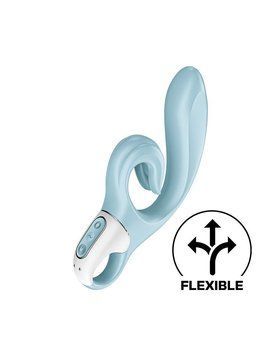 Вібратор-кролик Satisfyer Love Me Blue, гнучкий, відросток з потрійним кінчиком SO7779 фото